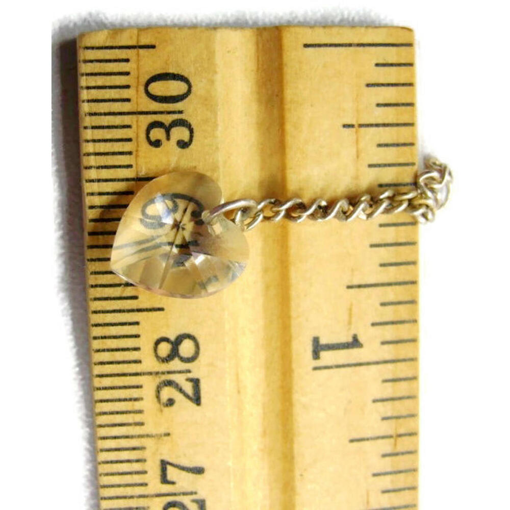 Long Dangle Crystal Shaped Heart Patina Vintage Sterling Silver 925 Charm - Picture 7 of 7
